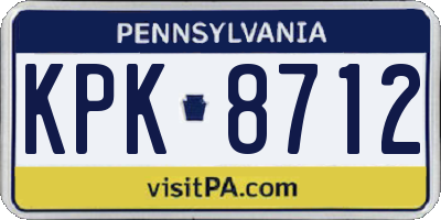 PA license plate KPK8712