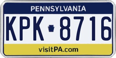 PA license plate KPK8716
