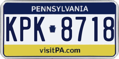 PA license plate KPK8718