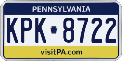 PA license plate KPK8722