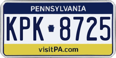 PA license plate KPK8725
