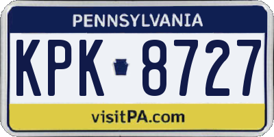 PA license plate KPK8727