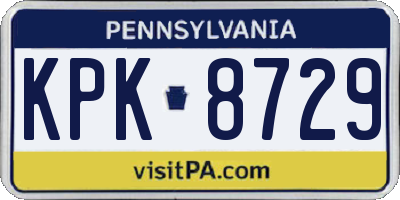 PA license plate KPK8729