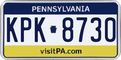 PA license plate KPK8730