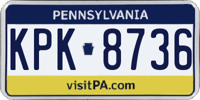 PA license plate KPK8736