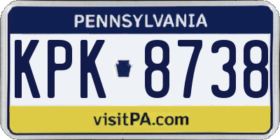 PA license plate KPK8738
