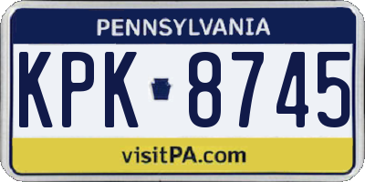 PA license plate KPK8745