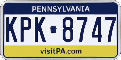 PA license plate KPK8747