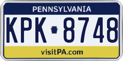 PA license plate KPK8748