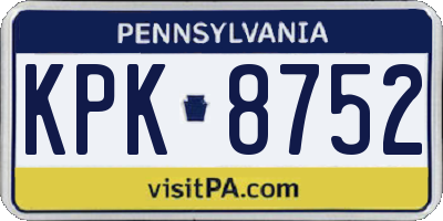 PA license plate KPK8752