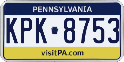 PA license plate KPK8753