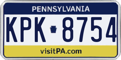PA license plate KPK8754