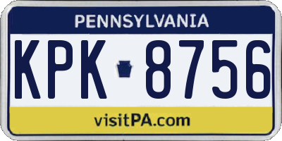 PA license plate KPK8756