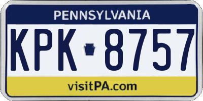 PA license plate KPK8757