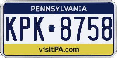 PA license plate KPK8758