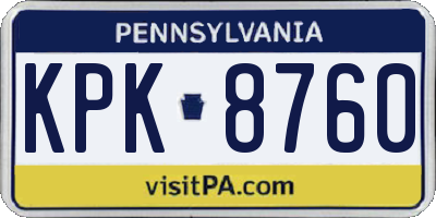 PA license plate KPK8760