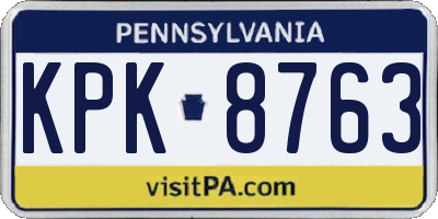 PA license plate KPK8763