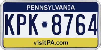 PA license plate KPK8764