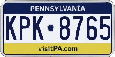 PA license plate KPK8765