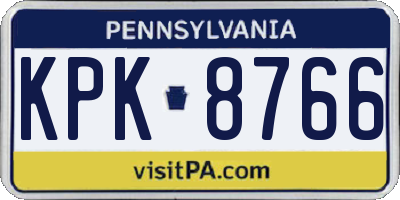 PA license plate KPK8766