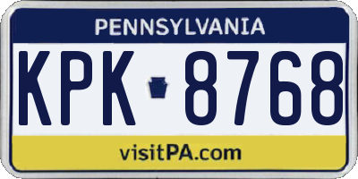 PA license plate KPK8768