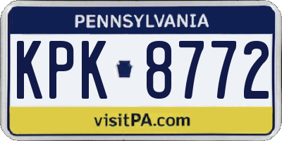 PA license plate KPK8772
