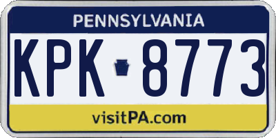 PA license plate KPK8773