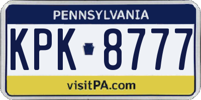PA license plate KPK8777