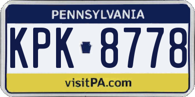 PA license plate KPK8778