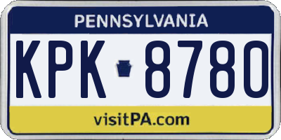 PA license plate KPK8780