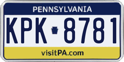 PA license plate KPK8781