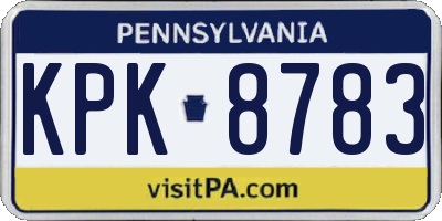PA license plate KPK8783