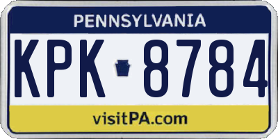 PA license plate KPK8784