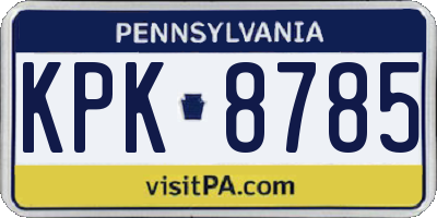 PA license plate KPK8785