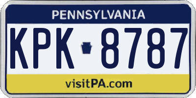 PA license plate KPK8787