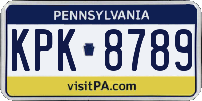 PA license plate KPK8789