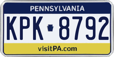 PA license plate KPK8792
