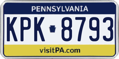 PA license plate KPK8793