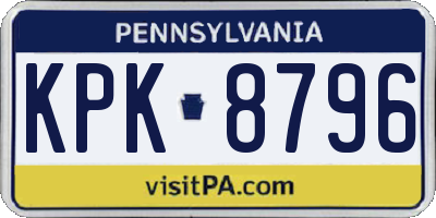 PA license plate KPK8796