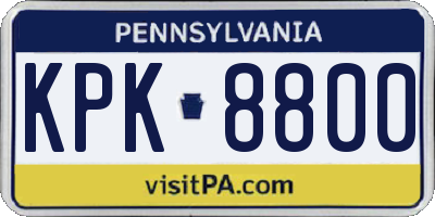 PA license plate KPK8800