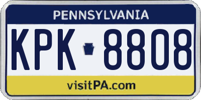 PA license plate KPK8808