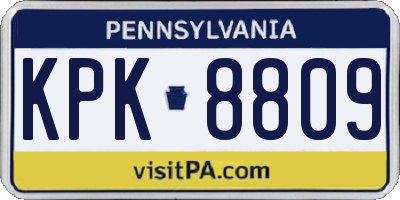 PA license plate KPK8809