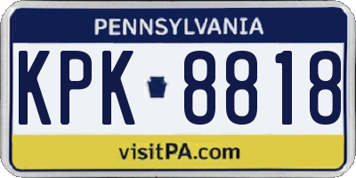 PA license plate KPK8818
