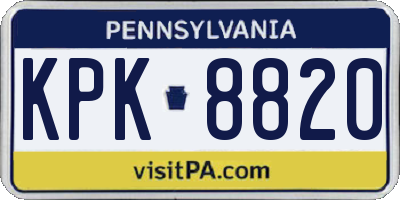 PA license plate KPK8820