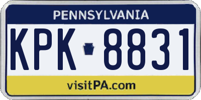 PA license plate KPK8831