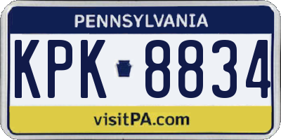 PA license plate KPK8834