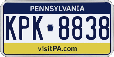 PA license plate KPK8838