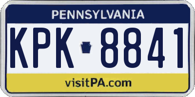 PA license plate KPK8841
