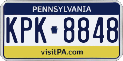 PA license plate KPK8848