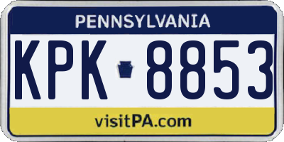 PA license plate KPK8853
